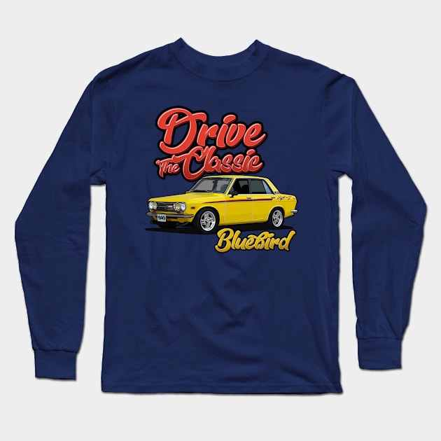 Drive Classic Car - Datsun 510 Long Sleeve T-Shirt by Ajie Negara